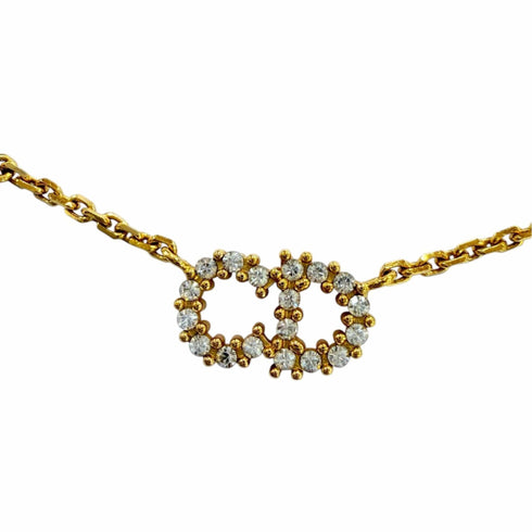 Pendant Necklace Gold with Eco Pearl and Rhinestone