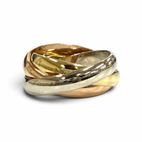 Vendome Louis Cartier Band Ring 18K Tricolor Gold