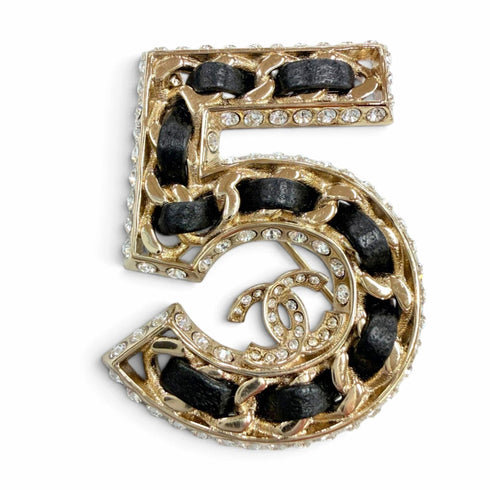 CC Logo Brooch Gold-Tone Metal