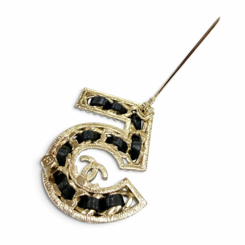 CC Logo Brooch Gold-Tone Metal