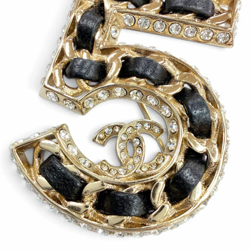 CC Logo Brooch Gold-Tone Metal