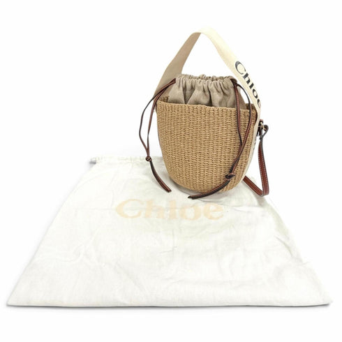 Woody Basket Tote Woven Raffia Small
