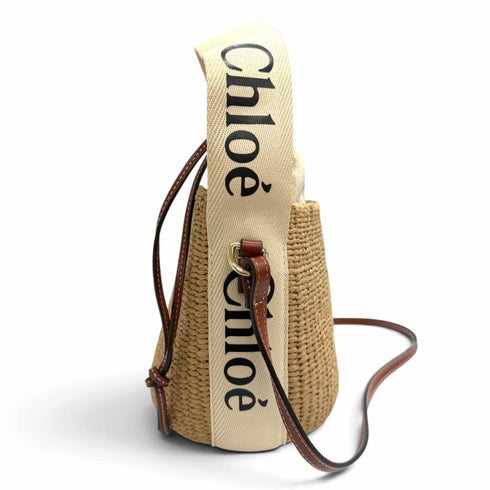 Woody Basket Tote Woven Raffia Small