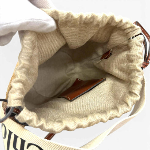 Woody Basket Tote Woven Raffia Small