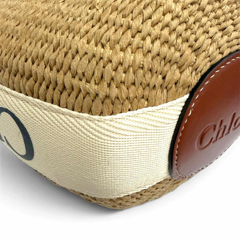 Woody Basket Tote Woven Raffia Small
