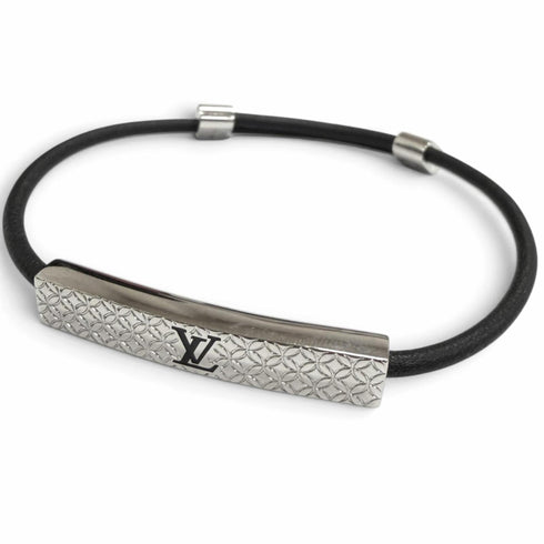 Leather Bracelet Black and Silver
