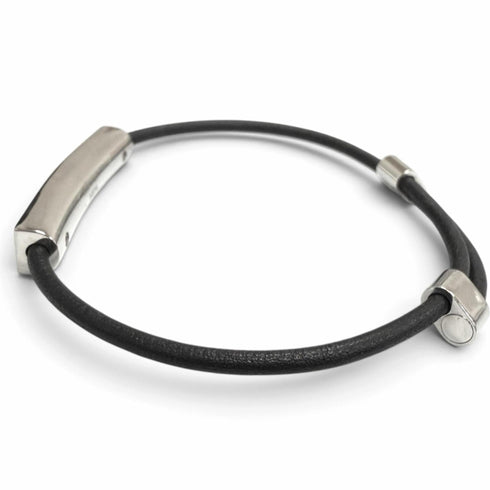 Leather Bracelet Black and Silver