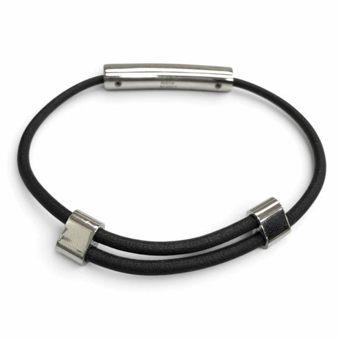 Leather Bracelet Black and Silver