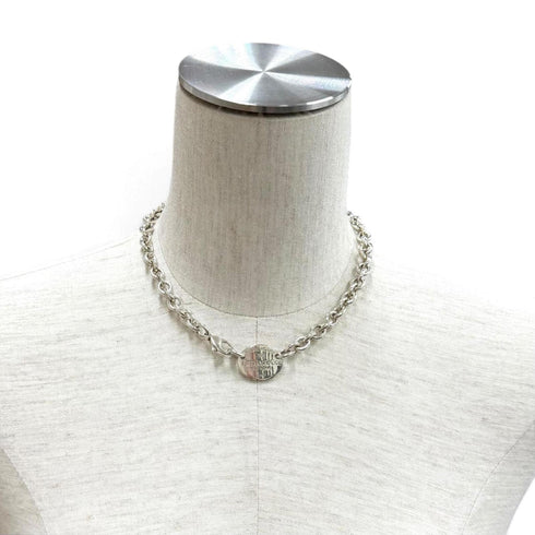 Oval Tag Choker Necklace Sterling Silver