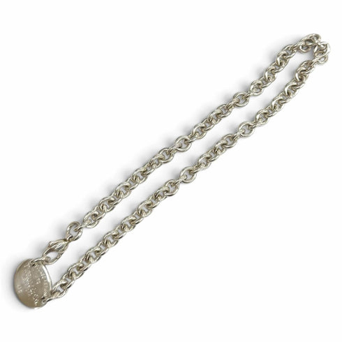 Oval Tag Choker Necklace Sterling Silver