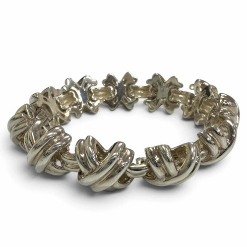 Vintage Signature Link X Motif Bracelet Sterling Silver