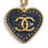 CC Logo Chain Heart Pendant Necklace Gold-Tone Metal