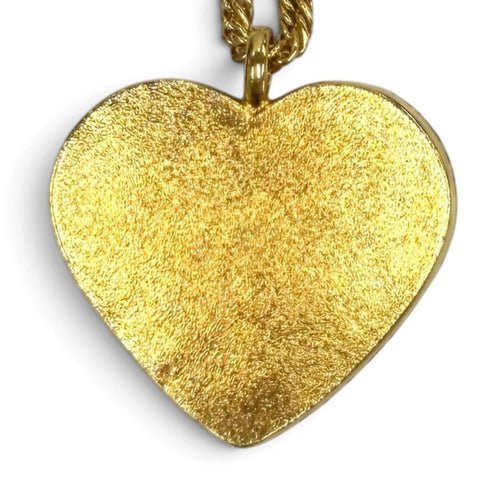 CC Logo Chain Heart Pendant Necklace Gold-Tone Metal