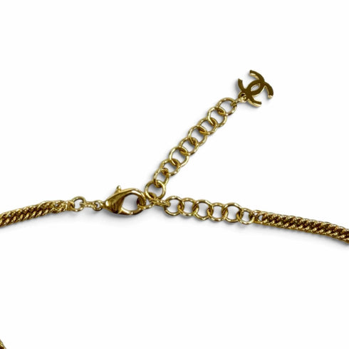 CC Logo Chain Heart Pendant Necklace Gold-Tone Metal