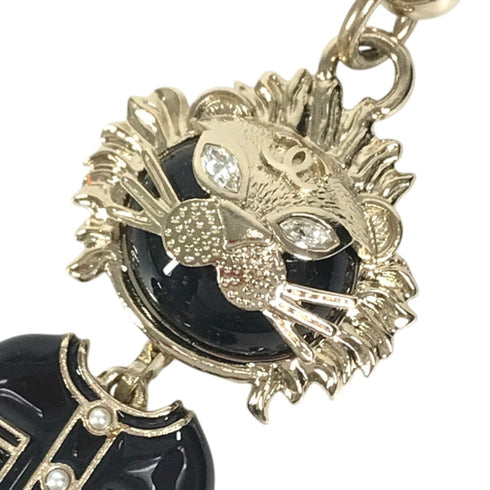 Charm Lion Camellia Metal Black and Gold Handbag Charm