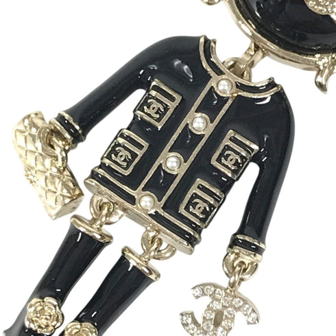 Charm Lion Camellia Metal Black and Gold Handbag Charm