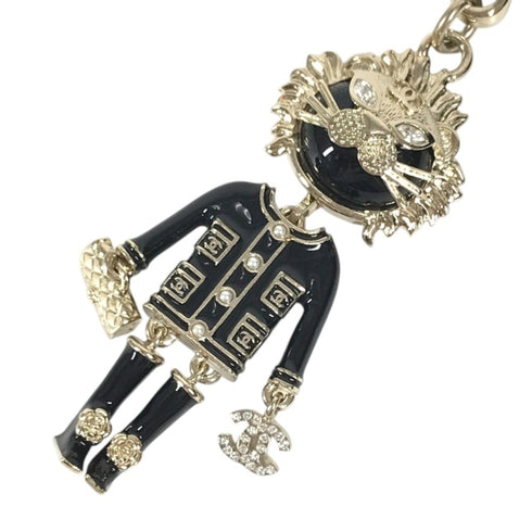 Charm Lion Camellia Metal Black and Gold Handbag Charm