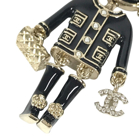 Charm Lion Camellia Metal Black and Gold Handbag Charm