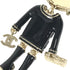 Charm Lion Camellia Metal Black and Gold Handbag Charm