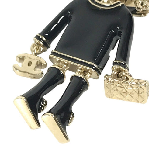 Charm Lion Camellia Metal Black and Gold Handbag Charm