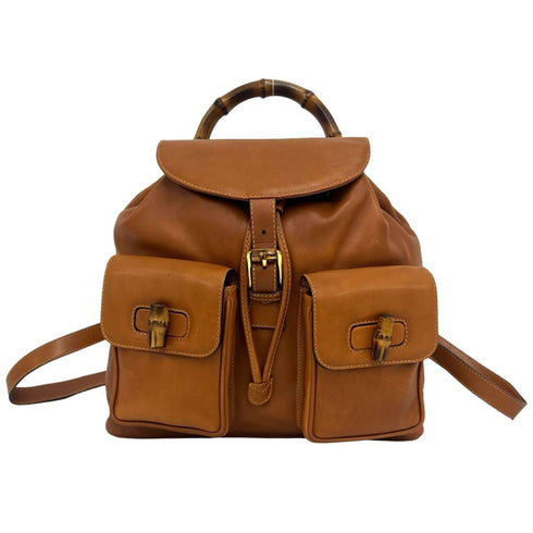 Vintage Bamboo Backpack Leather Medium