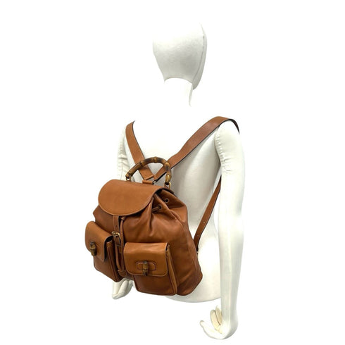 Vintage Bamboo Backpack Leather Medium