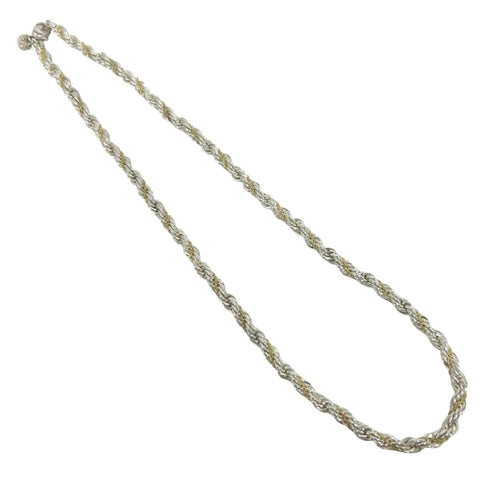 Vintage Twist Rope Pendant Necklace Sterling Silver and 18K Yellow Gold