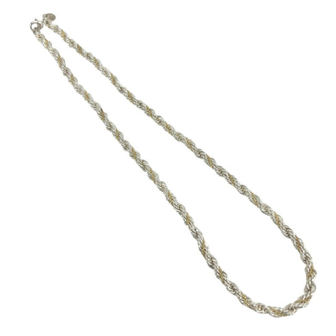 Vintage Twist Rope Pendant Necklace Sterling Silver and 18K Yellow Gold