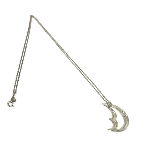 Vintage Crescent Moon Pendant Necklace Sterling Silver