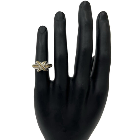Vintage Ring 18K Yellow Gold and Sterling Silver