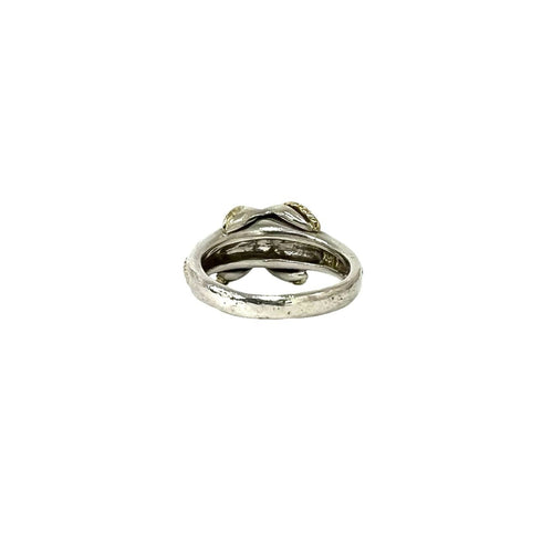 Vintage Ring 18K Yellow Gold and Sterling Silver
