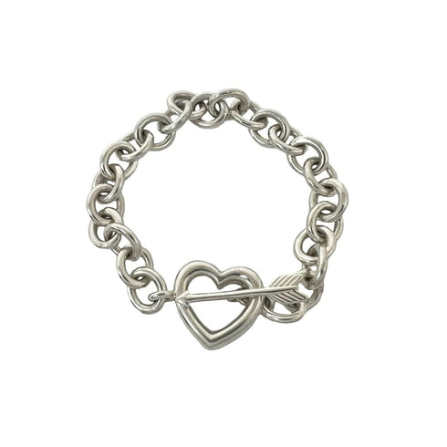 Vintage Heart Arrow Bracelet Sterling Silver
