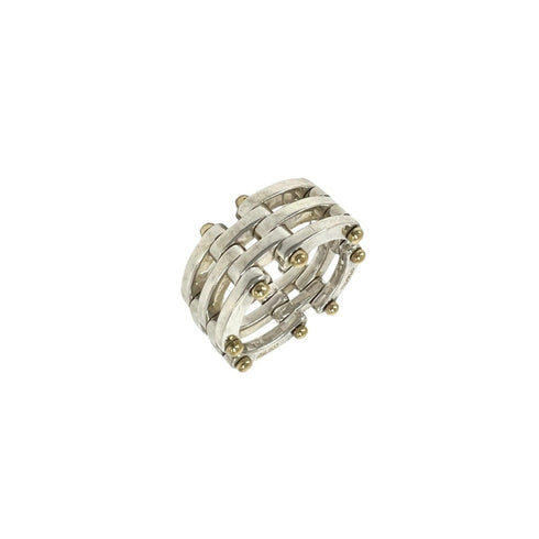 Vintage Gate Ring Sterling Silver and 18K Yellow Gold