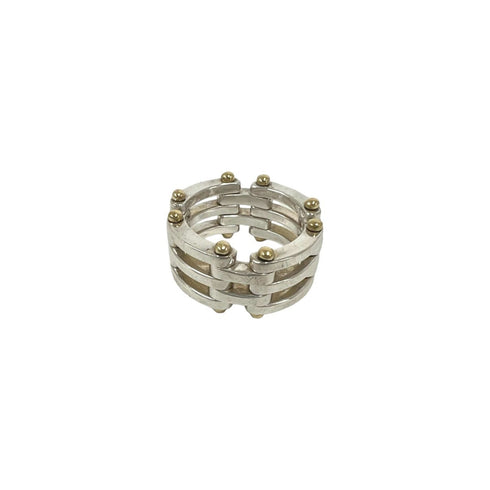 Vintage Gate Ring Sterling Silver and 18K Yellow Gold