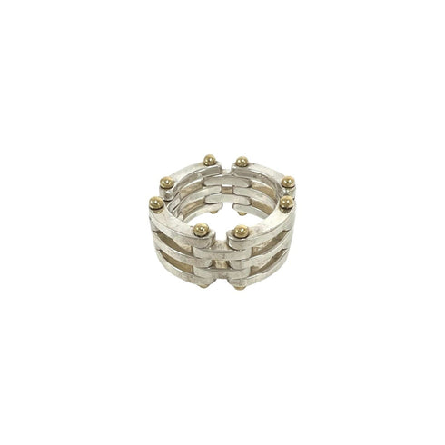 Vintage Gate Ring Sterling Silver and 18K Yellow Gold