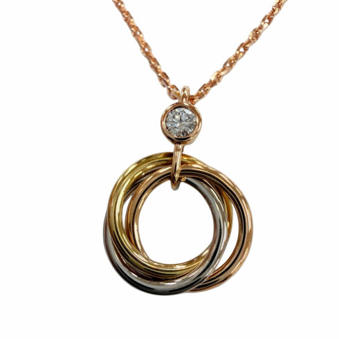 Trinity Pendant Necklace 18K Tricolor Gold