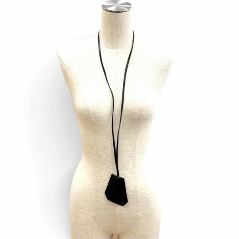 Vintage Clochette Charm Pendant Necklace Leather Black Silver Hardware Vintage Margiela Era C Stamp