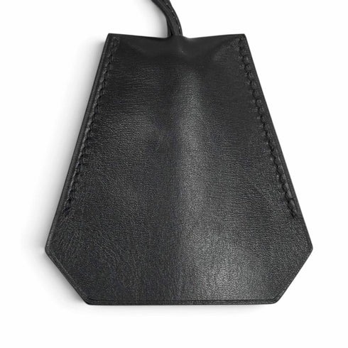 Vintage Clochette Charm Pendant Necklace Leather Black Silver Hardware Vintage Margiela Era C Stamp