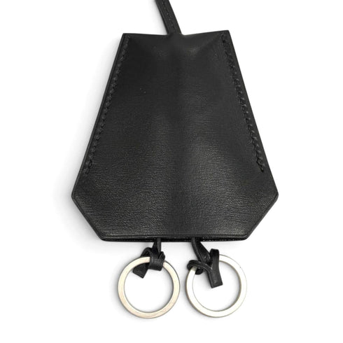 Vintage Clochette Charm Pendant Necklace Leather Black Silver Hardware Vintage Margiela Era C Stamp