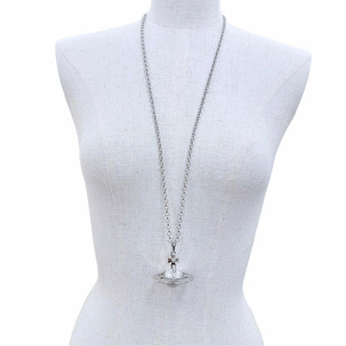 Pendant Necklace with Howlite and Rhinestones and White Marble