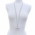 Pendant Necklace with Howlite and Rhinestones and White Marble