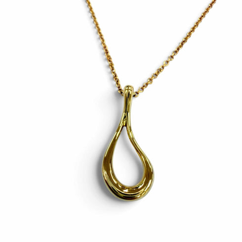 Open Teardrop Pendant Necklace 18K Yellow Gold