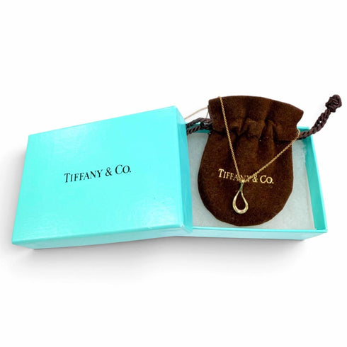 Open Teardrop Pendant Necklace 18K Yellow Gold