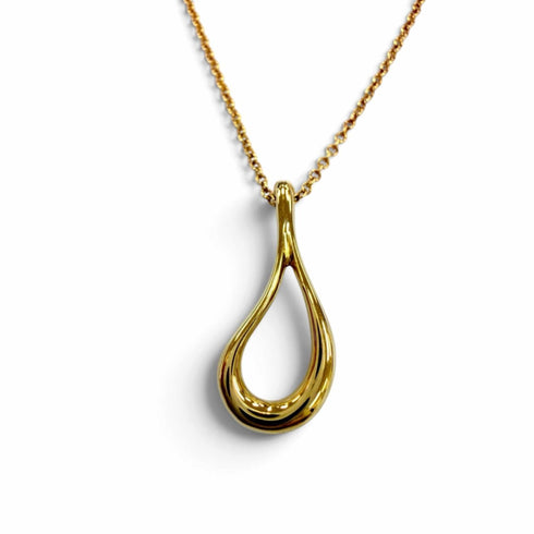 Open Teardrop Pendant Necklace 18K Yellow Gold