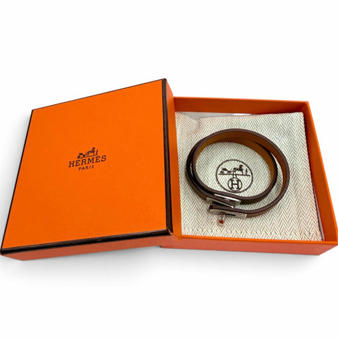 Kelly Double Tour Bracelet Swift Leather Etoupe Gray Mini