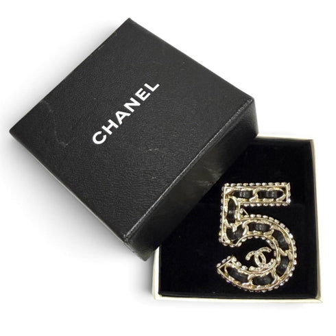 CC Logo Brooch Gold-Tone Metal