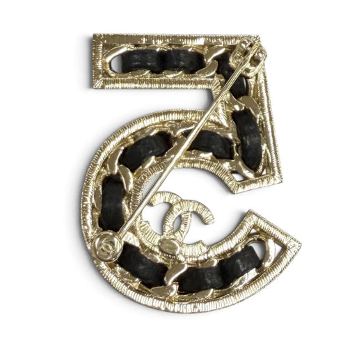CC Logo Brooch Gold-Tone Metal