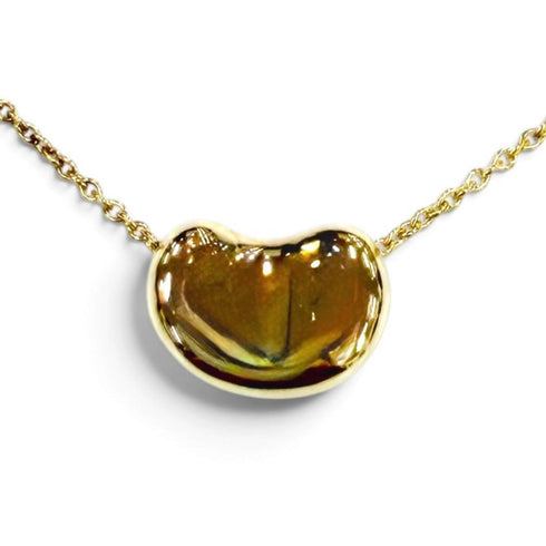 Bean Pendant Necklace 18K Yellow Gold 6mm