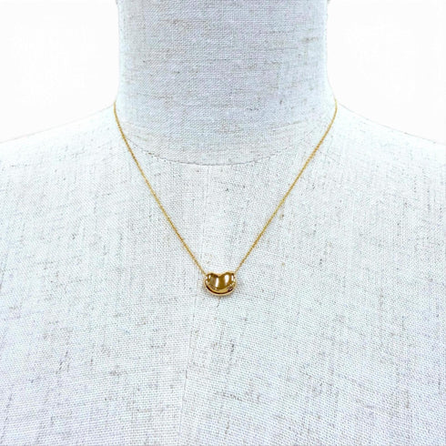 Bean Pendant Necklace 18K Yellow Gold 6mm