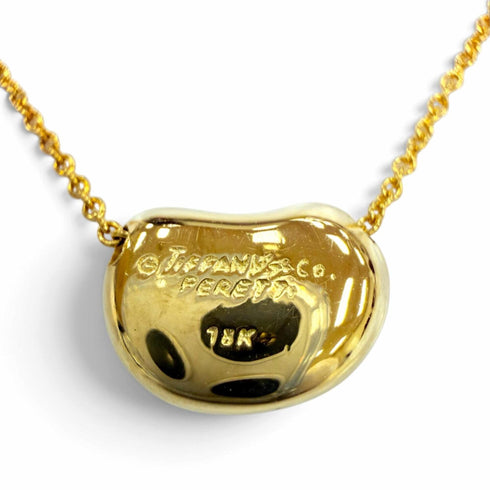 Bean Pendant Necklace 18K Yellow Gold 6mm